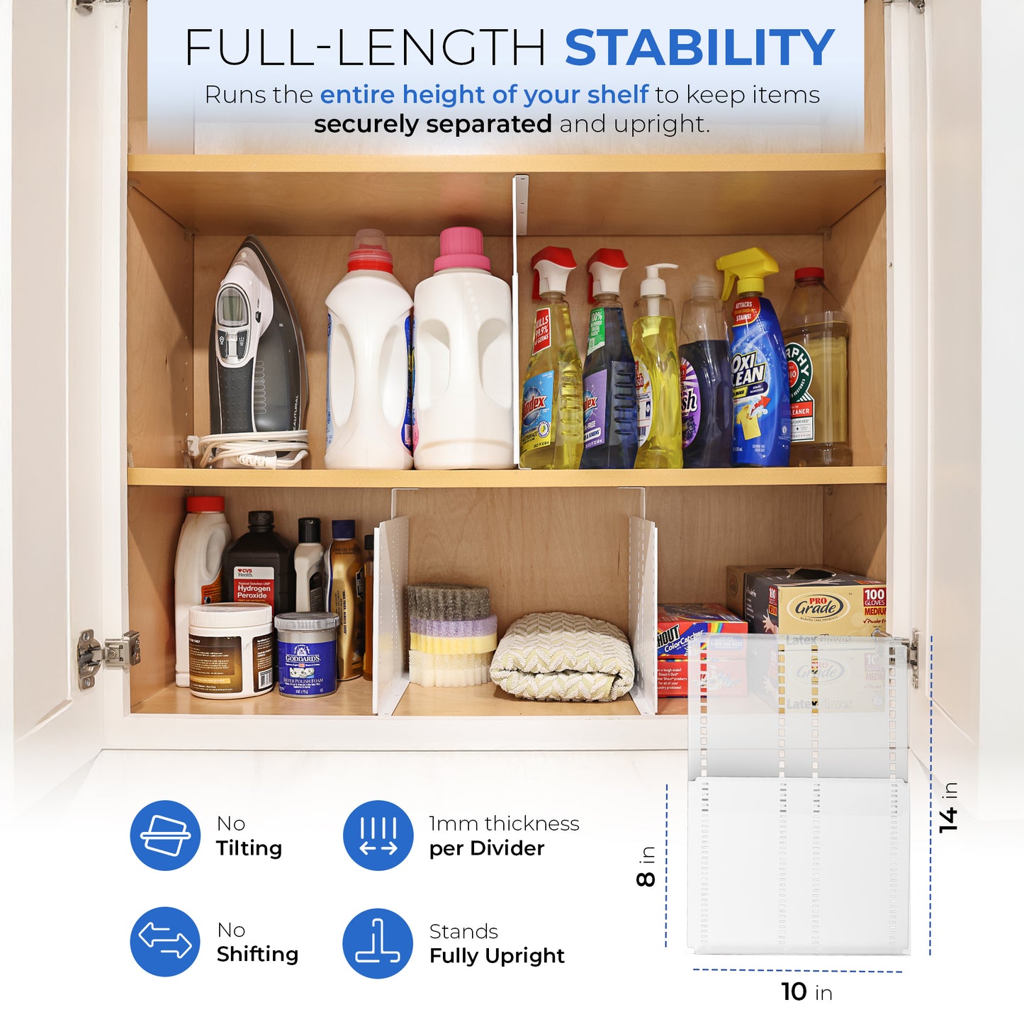 Adjustable-height Metal Shelf Dividers