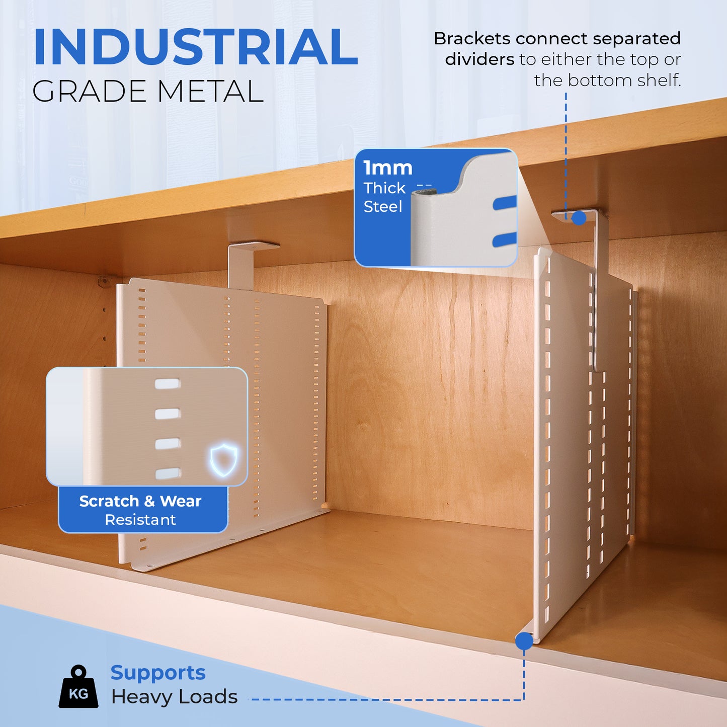 Adjustable-height Metal Shelf Dividers
