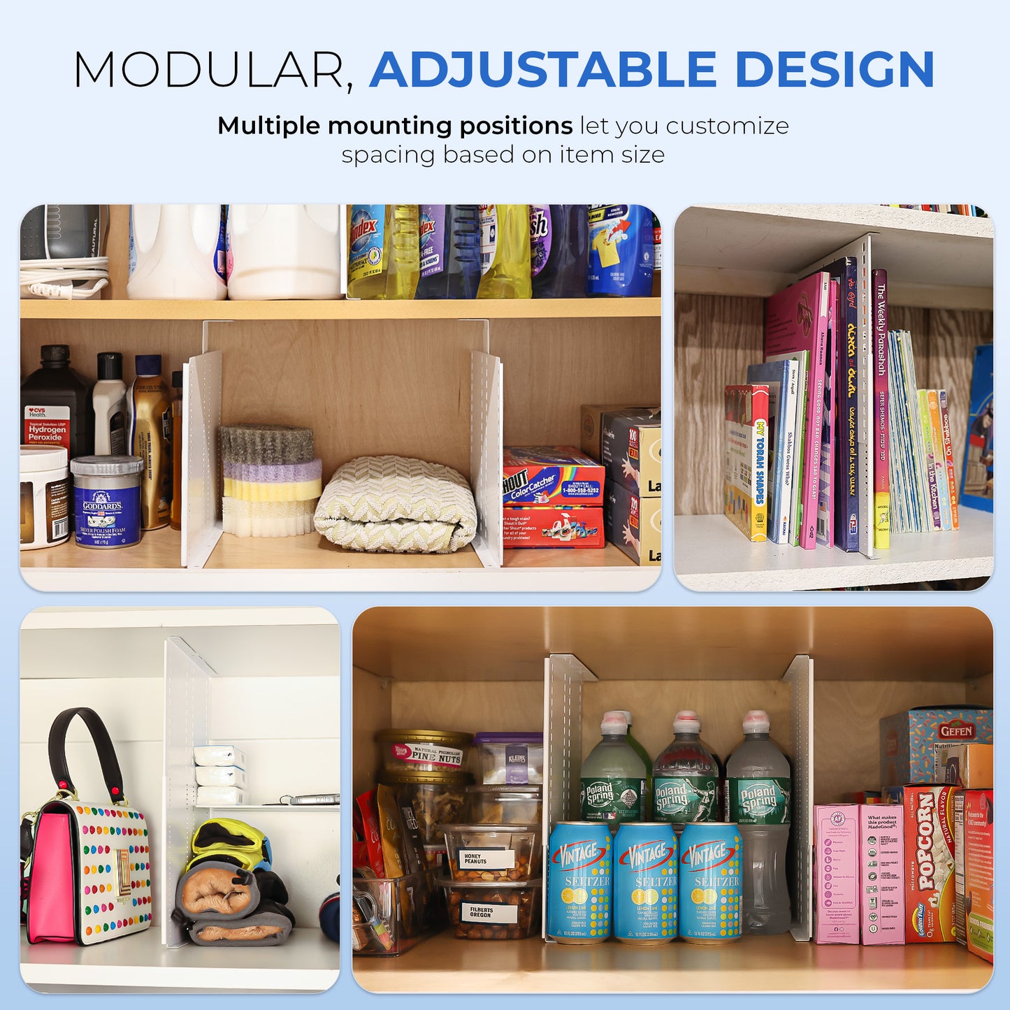 Adjustable-height Metal Shelf Dividers