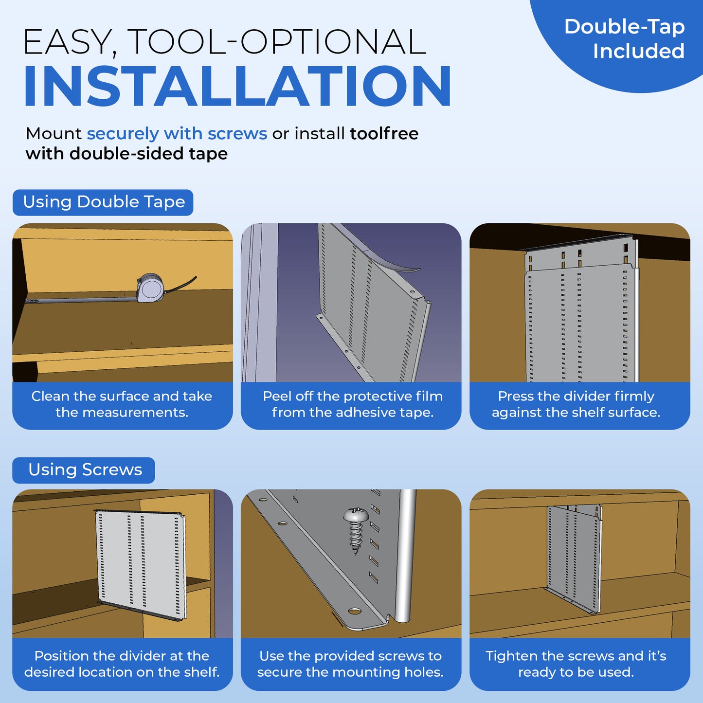 Adjustable-height Metal Shelf Dividers