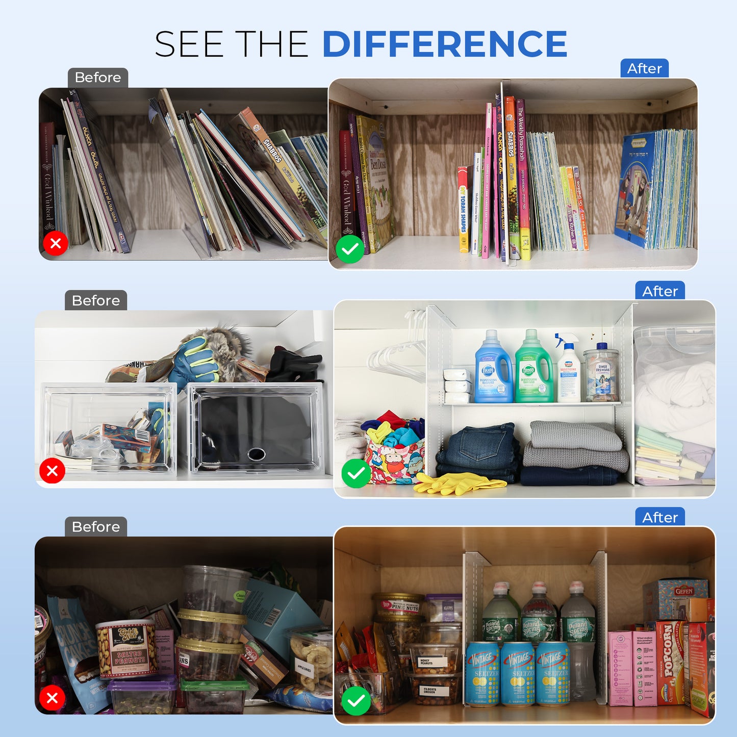 Adjustable-height Metal Shelf Dividers